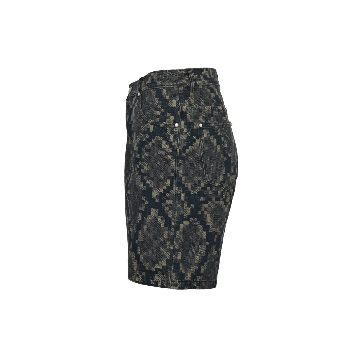 Louis Vuitton/Louis Vuitton 25ss snake pattern mosaic denim shorts